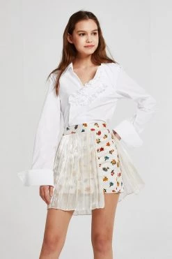 STORETS Isabel Pleated Chiffon Overlay Skirt CLOTHING