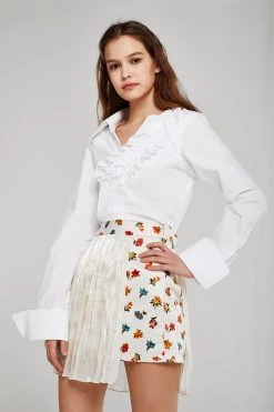 STORETS Isabel Pleated Chiffon Overlay Skirt CLOTHING