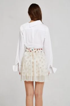 STORETS Isabel Pleated Chiffon Overlay Skirt CLOTHING