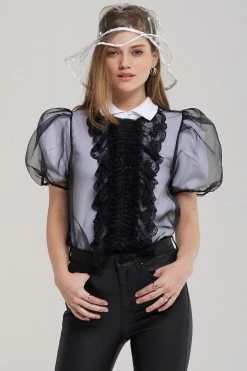 STORETS SALE CLOTHING Sally Sheer Ruffle Bow Blouse