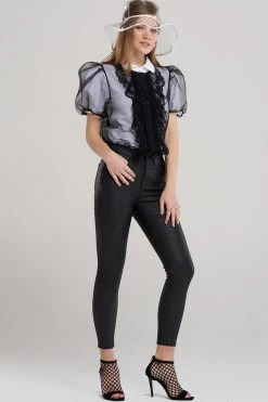 STORETS SALE CLOTHING Sally Sheer Ruffle Bow Blouse