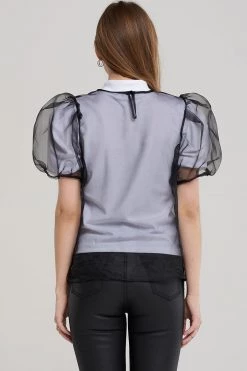 STORETS SALE CLOTHING Sally Sheer Ruffle Bow Blouse