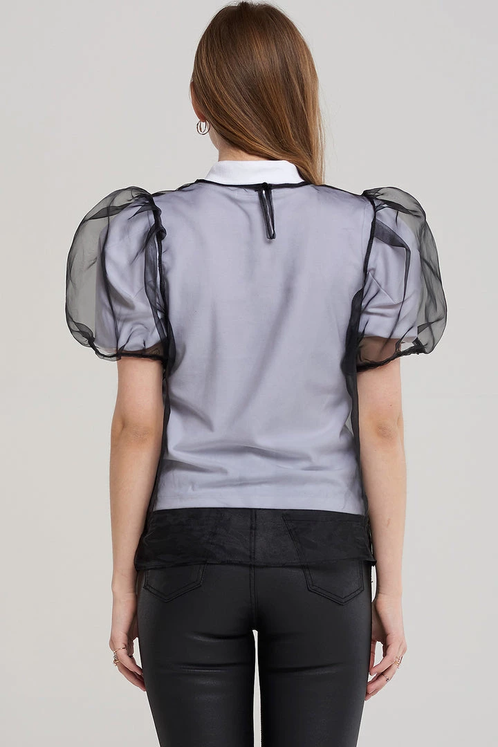 STORETS SALE CLOTHING Sally Sheer Ruffle Bow Blouse