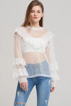 STORETS Austyn Polka Dot Tulle Blouse