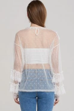 STORETS Austyn Polka Dot Tulle Blouse