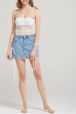 STORETS SALE Skylar Eyelet Denim Skirt CLOTHING