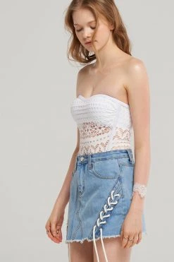 STORETS SALE Skylar Eyelet Denim Skirt CLOTHING