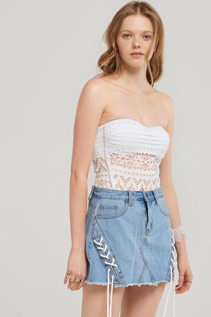 STORETS SALE Skylar Eyelet Denim Skirt CLOTHING