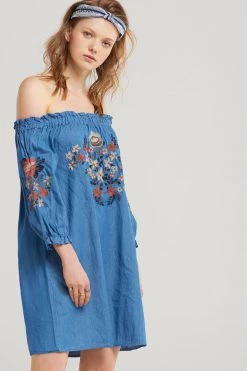 STORETS SALE Lila Embroidered Denim Dress CLOTHING