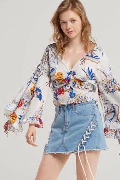 STORETS SALE CLOTHING Miya Floral Tie Blouse