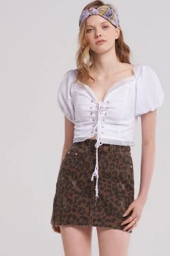 STORETS SALE CLOTHING Eva Leopard Denim Skirt