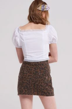 STORETS SALE CLOTHING Eva Leopard Denim Skirt
