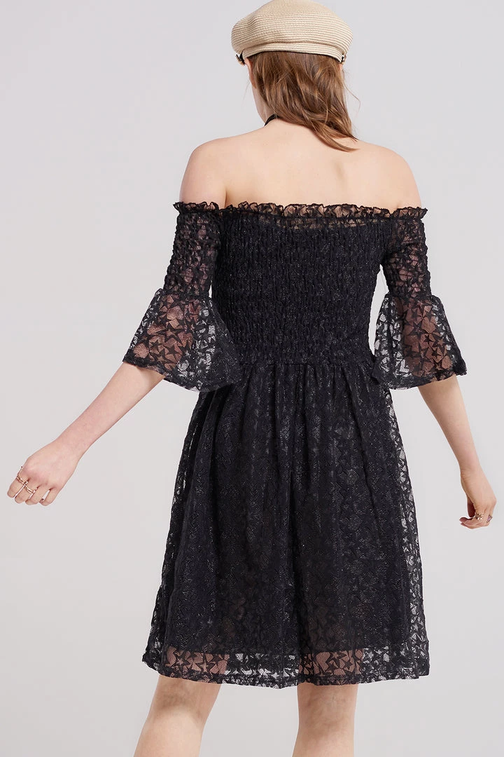 STORETS SALE Gemma Shirred Lacy Dress CLOTHING