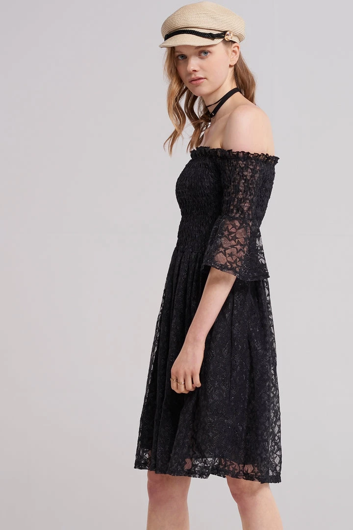 STORETS SALE Gemma Shirred Lacy Dress CLOTHING