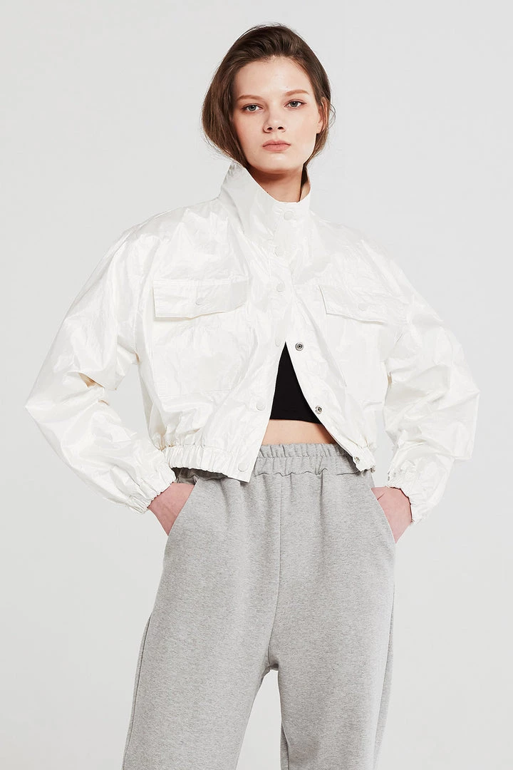 STORETS CLOTHING Sophia Crinkled Bomber Jacket