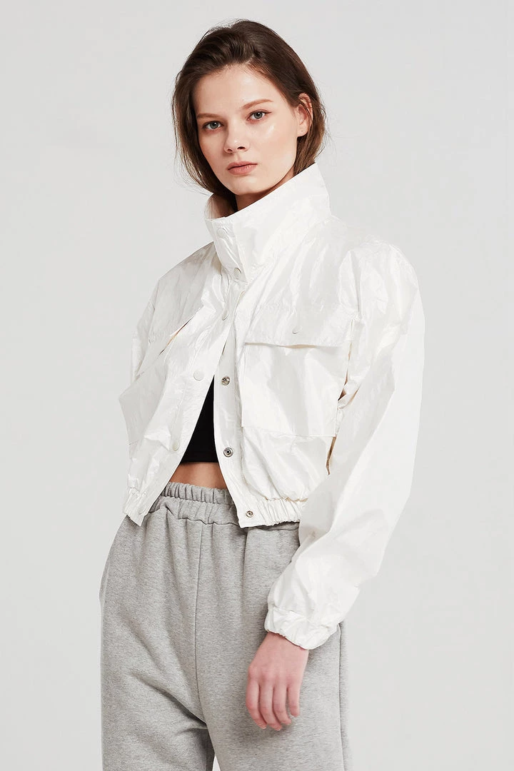 STORETS CLOTHING Sophia Crinkled Bomber Jacket