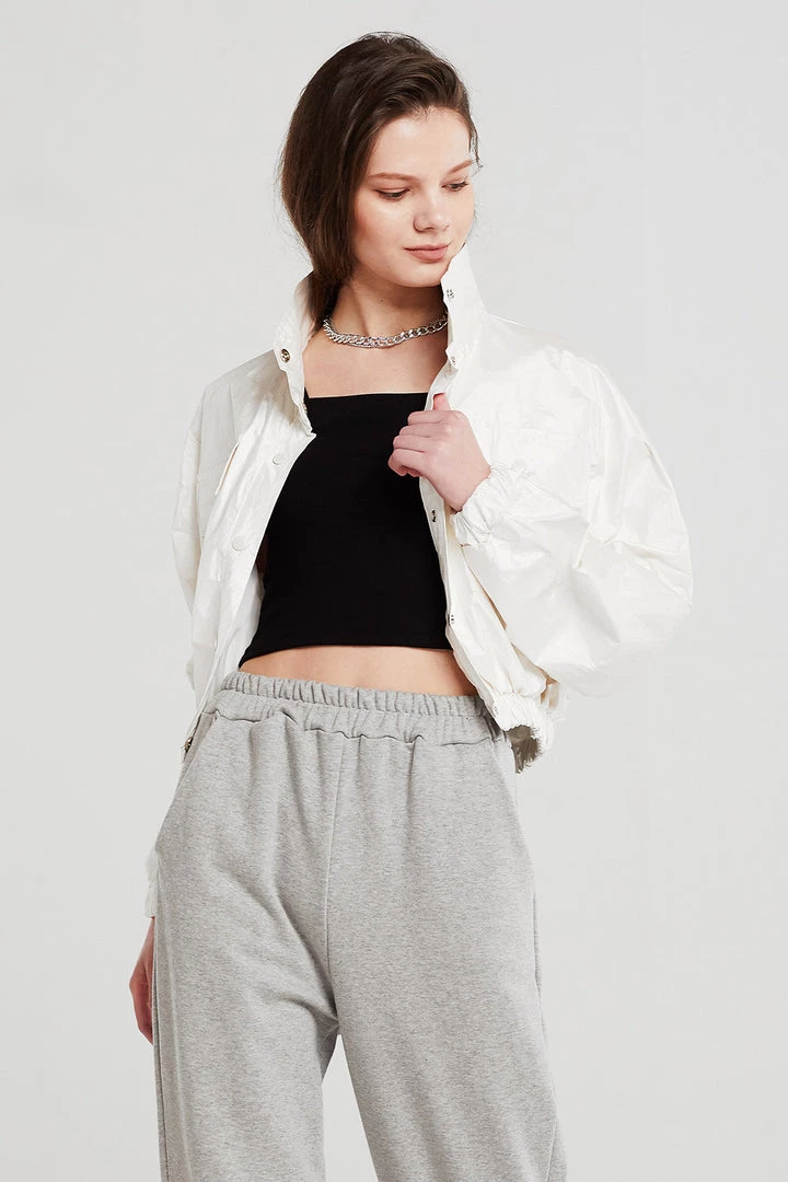 STORETS CLOTHING Sophia Crinkled Bomber Jacket