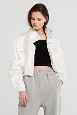 STORETS CLOTHING Sophia Crinkled Bomber Jacket
