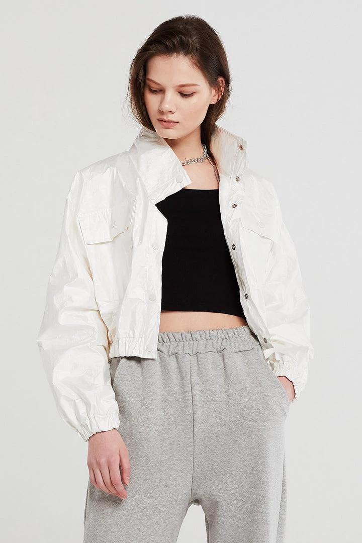STORETS CLOTHING Sophia Crinkled Bomber Jacket