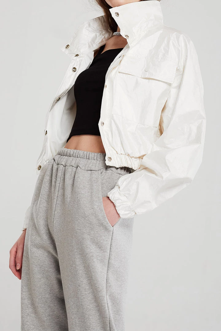 STORETS CLOTHING Sophia Crinkled Bomber Jacket