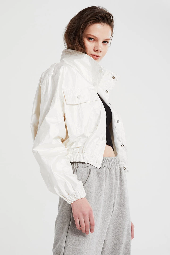STORETS CLOTHING Sophia Crinkled Bomber Jacket