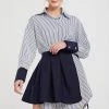 STORETS Audrey Striped Shirt And Skirt Belt Set