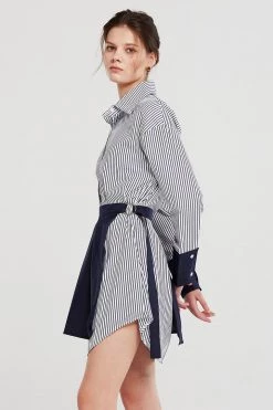 STORETS Audrey Striped Shirt And Skirt Belt Set