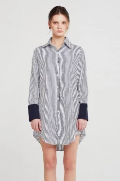 STORETS Audrey Striped Shirt And Skirt Belt Set