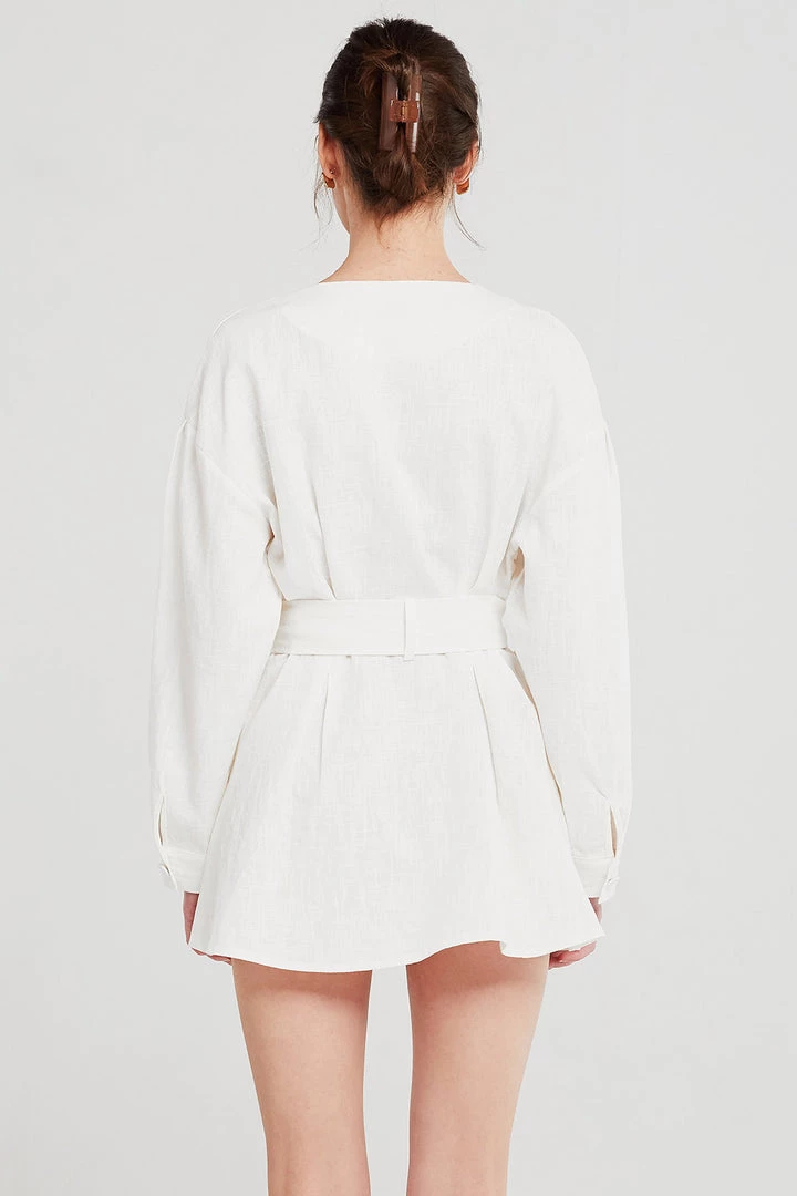 STORETS Layla Linen Belted Mini Dress CLOTHING