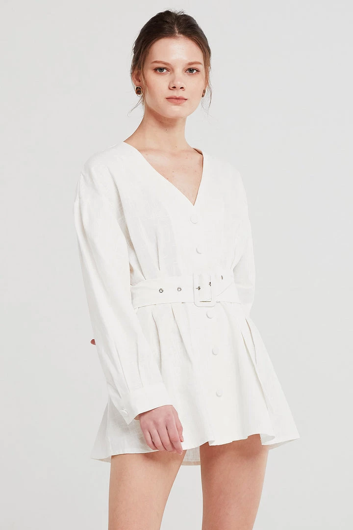 STORETS Layla Linen Belted Mini Dress CLOTHING