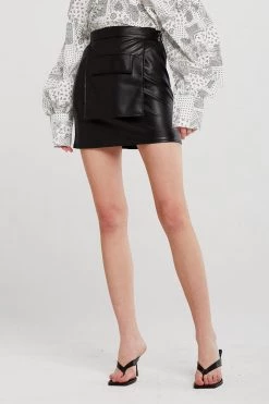 STORETS Julia Pleather Skirt And Pocket Belt Set CLOTHING