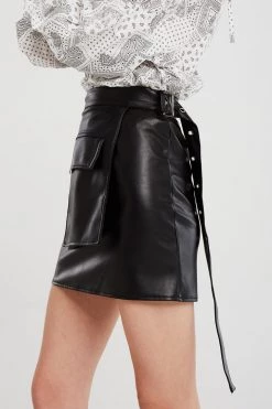 STORETS Julia Pleather Skirt And Pocket Belt Set CLOTHING