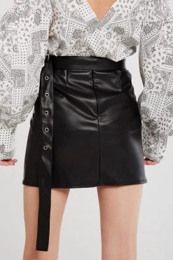 STORETS Julia Pleather Skirt And Pocket Belt Set CLOTHING