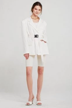 STORETS Isabella Pinstripe Cutout Back Blazer