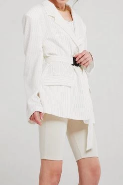 STORETS Isabella Pinstripe Cutout Back Blazer