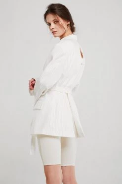 STORETS Isabella Pinstripe Cutout Back Blazer