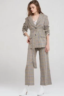 STORETS SALE Jean Check Jacket With Belt CLOTHING