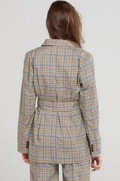 STORETS SALE Jean Check Jacket With Belt CLOTHING