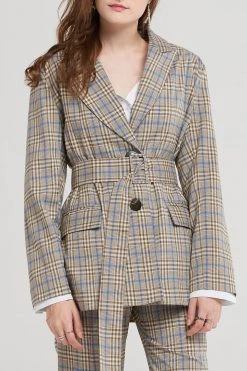 STORETS SALE Jean Check Jacket With Belt CLOTHING