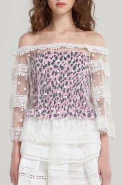 STORETS SALE Fleur Wide Lace Stripe Blouse CLOTHING