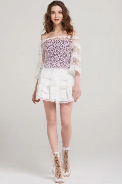 STORETS SALE Fleur Wide Lace Stripe Blouse CLOTHING