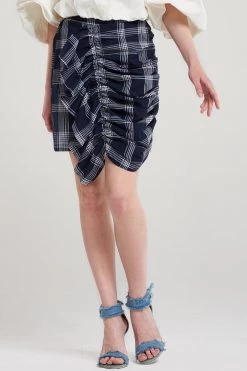 STORETS SALE Skeeta Check Shirring Skirt