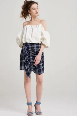 STORETS SALE Skeeta Check Shirring Skirt