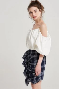 STORETS SALE Skeeta Check Shirring Skirt