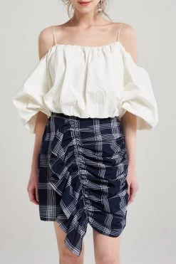 STORETS SALE Skeeta Check Shirring Skirt