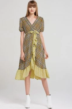 STORETS SALE Samantha Check Wrap Dress
