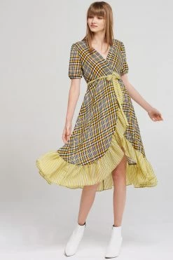 STORETS SALE Samantha Check Wrap Dress
