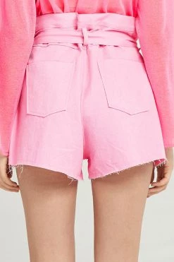 STORETS Leila Raw-Edge Belted Shorts