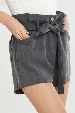 STORETS Leila Raw-Edge Belted Shorts