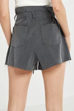 STORETS Leila Raw-Edge Belted Shorts